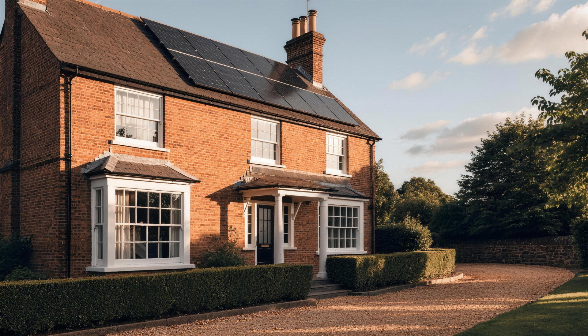 Lewis solar home at golden hour